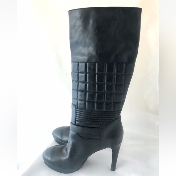 Rockport Women’s Platform Heel Knee High Boot Black Quilted Leather 9 - Picture 13 of 13